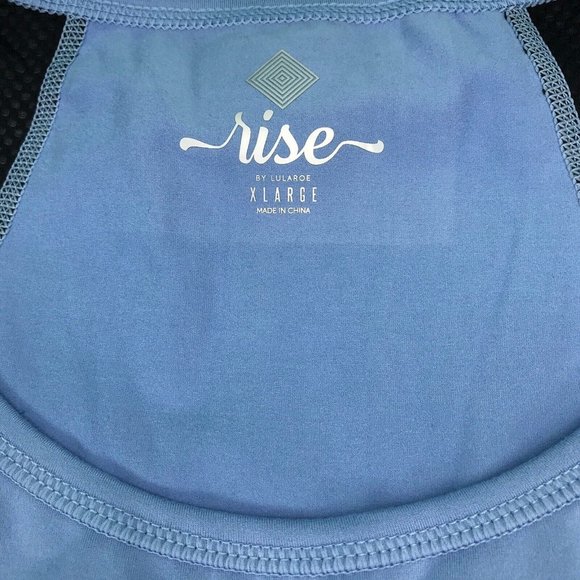 Womens Cropped Tank XL Lularoe Workout Top Blue Black Mesh Fitness Exercise - Picture 3 of 9